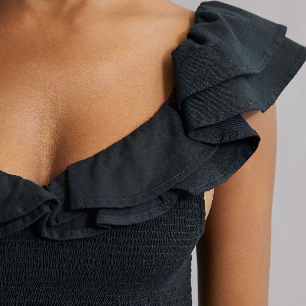 Anthropologie | Maeve Ruffled Smocked Top | Size: 4 | Color: Black - Picture 2 of 4